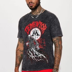 Wizarding World Harry Potter Dementor Acid Wash Black Band Tee | Size XL